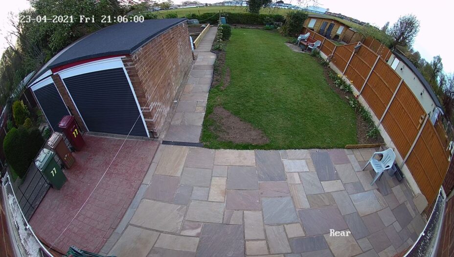 CCTV Camera view of a back garden