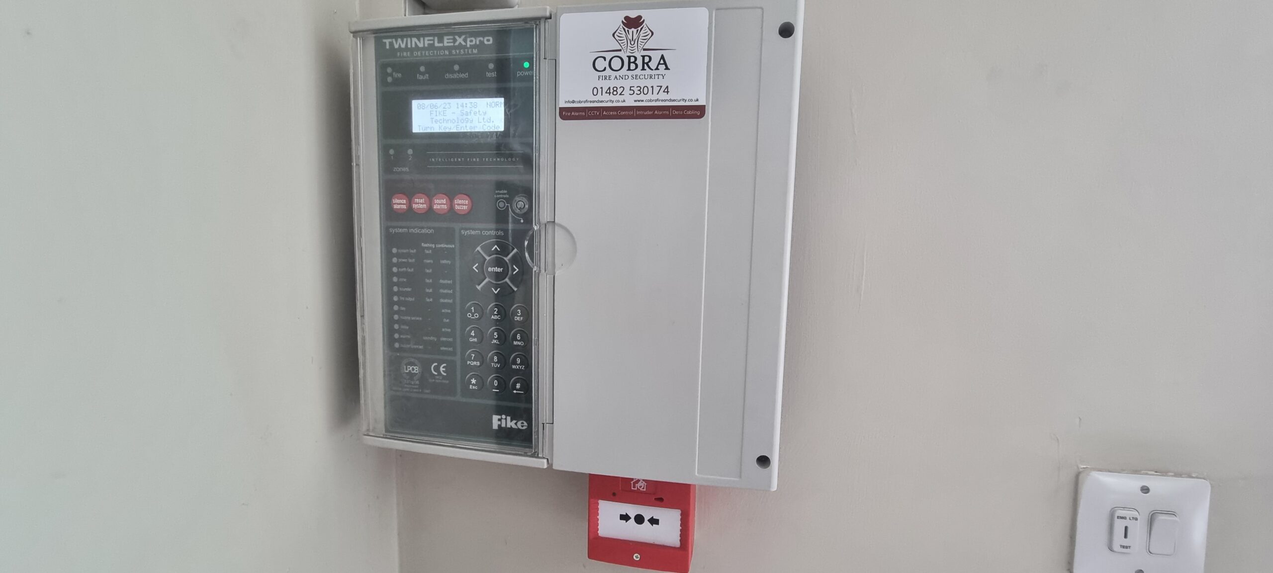 A fire alarm system in a workplace