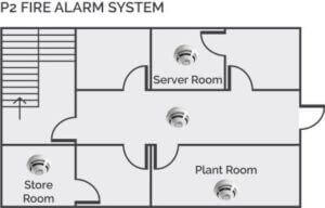 Image of a diagram on a Design for device locations on a P2 fire alarm System
