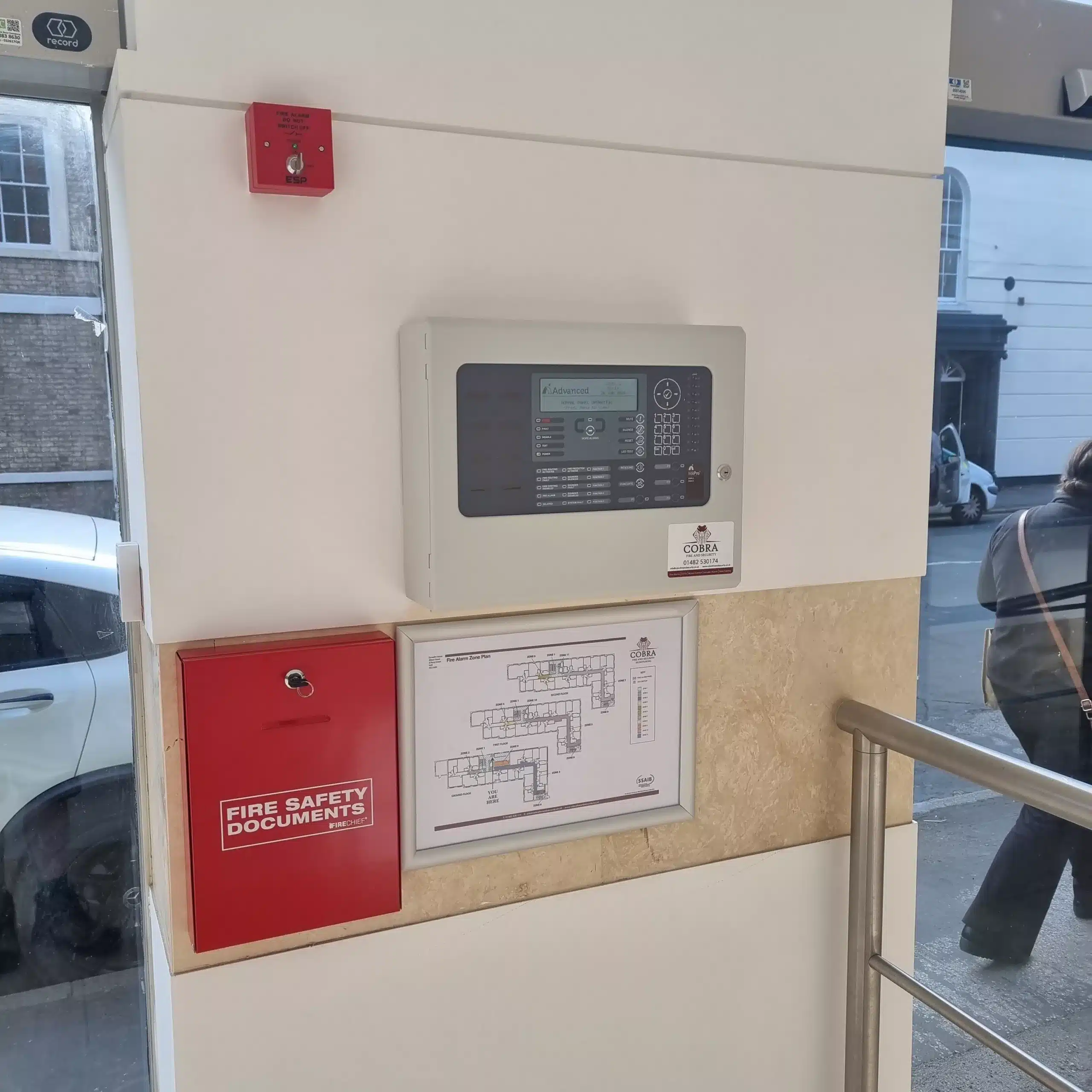 Fire Alarm control panel installed on a wall